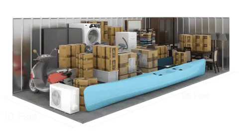 10'x24' storage unit (240 sq ft) interior view